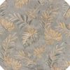8' Gray And Taupe Wool Botanical Leaves Hand Tufted Round Rug