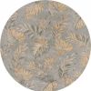 8' Gray And Taupe Wool Botanical Leaves Hand Tufted Round Rug