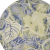7' Blue Green And Beige Wool Tropical Botanical Hand Tufted Round Rug