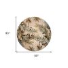7' Ivory Brown And Blue Wool Botanical Leaves Hand Tufted Round Rug