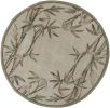 7' Ivory Green And Brown Wool Botanical Leaves Hand Tufted Round Rug