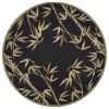 8' Black Green And Brown Wool Tropical Botanical Hand Tufted Round Rug