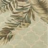 8' Sage Taupe And Green Wool Tropical Botanical Hand Tufted Round Rug