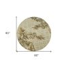 8' Sage Taupe And Green Wool Tropical Botanical Hand Tufted Round Rug