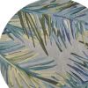 7' Blue And Gray Wool Tropical Botanical Hand Tufted Round Rug