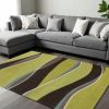 8' X 11' Lime Green Brown And Blue Wool Abstract Hand Tufted Area Rug