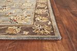 8' X 11' Gray Brown And Ivory New Zealand Lambs Wool Floral Medallion Hand Tufted Area Rug