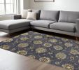 8' X 11' Dark Gray Green And Brown New Zealand Lambs Wool Floral Hand Tufted Area Rug