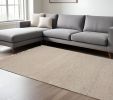 8' X 11' Beige Wool Hand Woven Area Rug