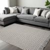 8' X 11' Gray And Ivory Wool Houndstooth Hand Woven Area Rug