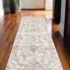 9' X 13' Gray And Tan Floral Distressed Area Rug