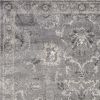 9' X 13' Gray And Light Gray Floral Medallion Area Rug