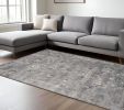 9' X 13' Gray And Light Gray Floral Medallion Area Rug