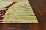 8' X 10' Coral Green And Ivory Wool Tropical Botanical Hand Tufted Area Rug