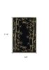 8' X 10' Black Green And Brown Wool Tropical Botanical Hand Tufted Area Rug