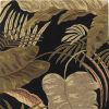 8' X 11' Black Beige And Brown Wool Botanical Leaves Hand Tufted Area Rug