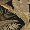 8' X 11' Black Beige And Brown Wool Botanical Leaves Hand Tufted Area Rug