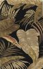 8' X 11' Black Beige And Brown Wool Botanical Leaves Hand Tufted Area Rug