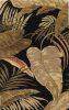 8' X 11' Black Beige And Brown Wool Botanical Leaves Hand Tufted Area Rug