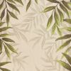 8' X 11' Ivory And Green Wool Botanical Leaves Hand Tufted Area Rug