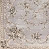 9' X 12' Light Gray Green And Tan Floral Medallion Area Rug