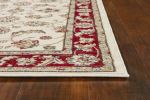 9' X 12' Red And Ivory Floral Medallion Area Rug