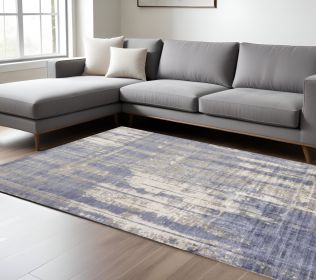 7' X 10' Gray And Ivory Abstract Hand Loomed Area Rug
