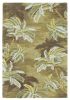 8' X 11' Moss Green And Yellow Wool Tropical Botanical Hand Tufted Area Rug