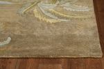8' X 11' Moss Green And Yellow Wool Tropical Botanical Hand Tufted Area Rug