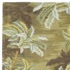 8' X 11' Moss Green And Yellow Wool Tropical Botanical Hand Tufted Area Rug