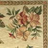8' X 11' Ivory Green And Brown Wool Tropical Botanical Hand Tufted Area Rug
