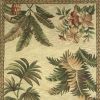 8' X 11' Ivory Green And Brown Wool Tropical Botanical Hand Tufted Area Rug