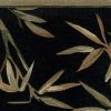8' X 11' Black Green And Brown Wool Tropical Botanical Hand Tufted Area Rug