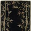 8' X 11' Black Green And Brown Wool Tropical Botanical Hand Tufted Area Rug
