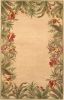 8' X 11' Beige Red And Green Wool Tropical Floral Hand Tufted Area Rug