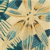 9' X 12' Ivory Teal And Green Wool Tropical Botanical Hand Tufted Area Rug
