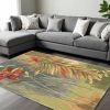 9' X 12' Blue And Green Wool Tropical Botanical Hand Tufted Area Rug