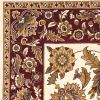 9' X 13' Ivory Red And Orange Floral Medallion Area Rug