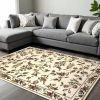 10' X 13' Ivory Green And Red Floral Vines Area Rug