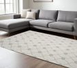 9' X 12' Ivory And Gray Wool Ogee Hand Tufted Area Rug