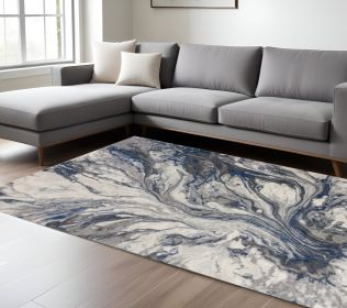 10' X 13' Blue And Gray Abstract Area Rug