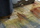 10' X 13' Blue Rust And Orange Abstract Area Rug