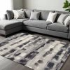 10' X 13' Gray Black And Ivory Abstract Area Rug