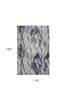 10' X 13' Gray And Navy Blue Botanical Leaves Area Rug