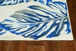10' X 13' Gray And Blue Botanical Leaves Area Rug