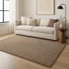 9' X 13' Beige And Brown Abstract Shag Hand Woven Area Rug