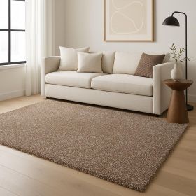 9' X 13' Beige And Brown Abstract Shag Hand Woven Area Rug