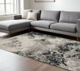 9' X 13' Silver And Black Abstract Area Rug