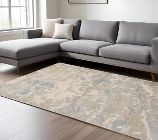 9' X 13' Sand Gray And Beige Abstract Area Rug