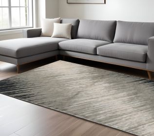 9' X 13' Silver And Gray Abstract Area Rug
